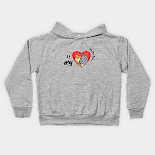 CATS - HEART - IS MY VALENTINE Kids Hoodie